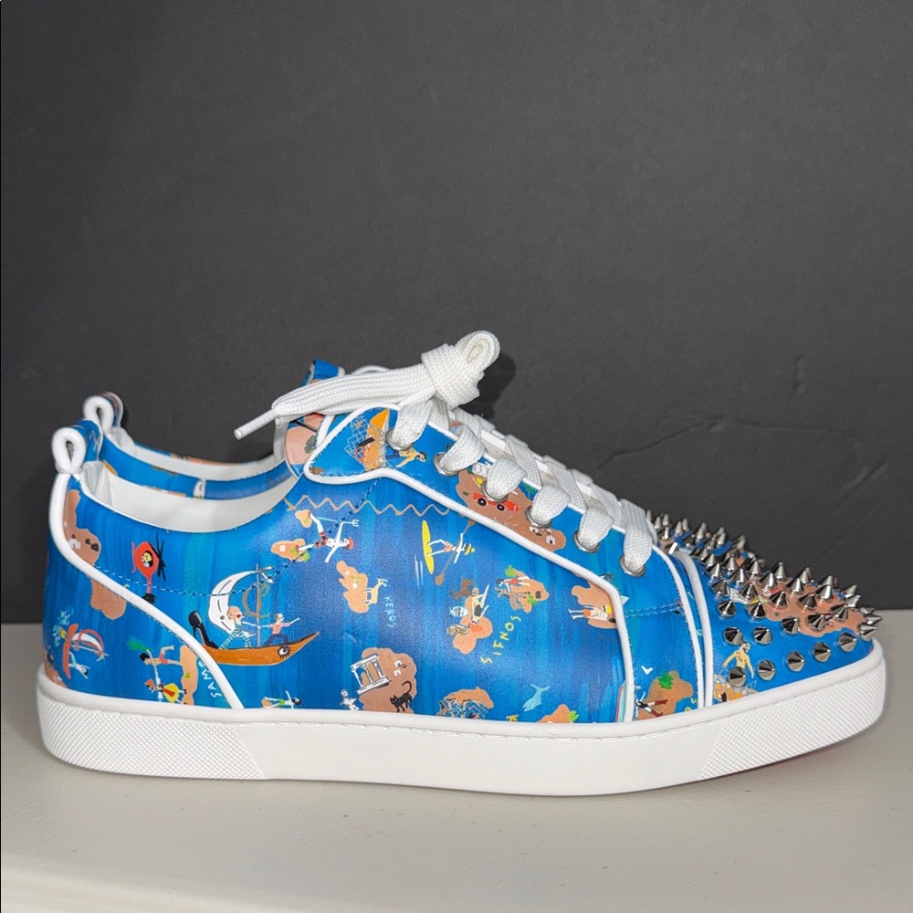 NEW Christian Louboutin 41 Blue Sneakers with Spikes